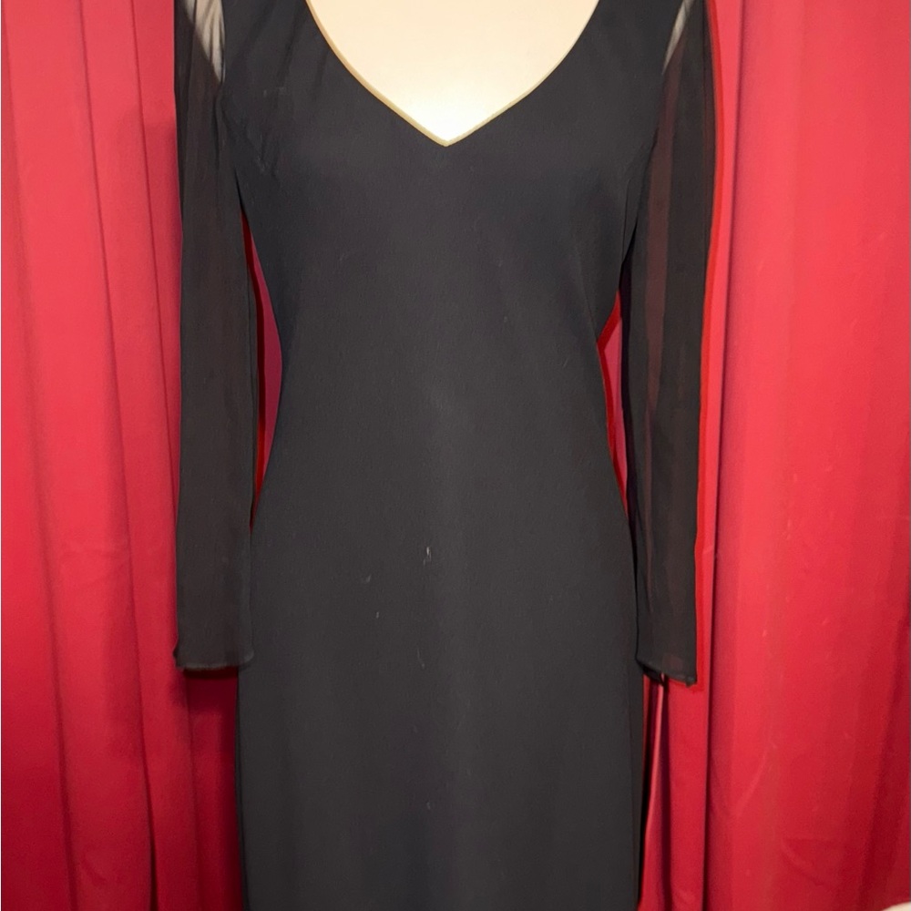 Jones New York Black Long Sleeve V-Neck Sheath Dress